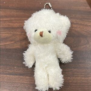 Cute White Teddy Bear Keychain 5”​